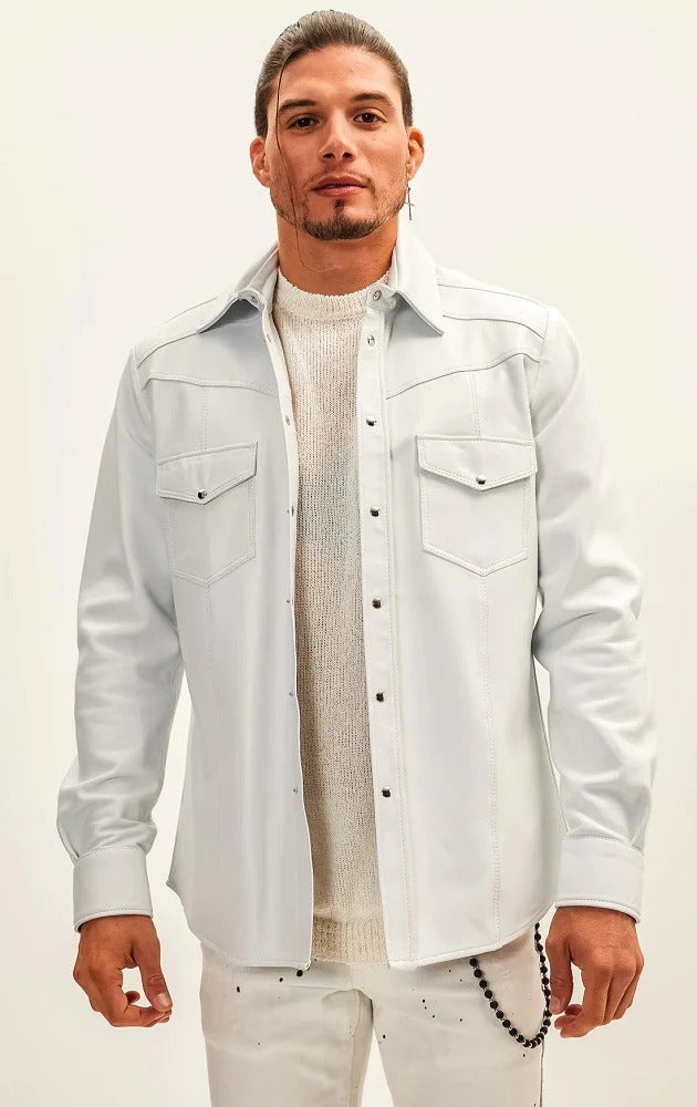 Men Genuine Leather Shirt HL - 12