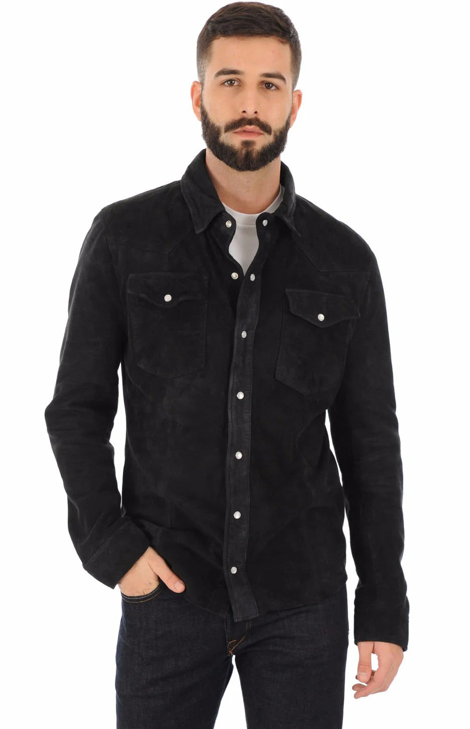 Men Genuine Leather Shirt HL - 13
