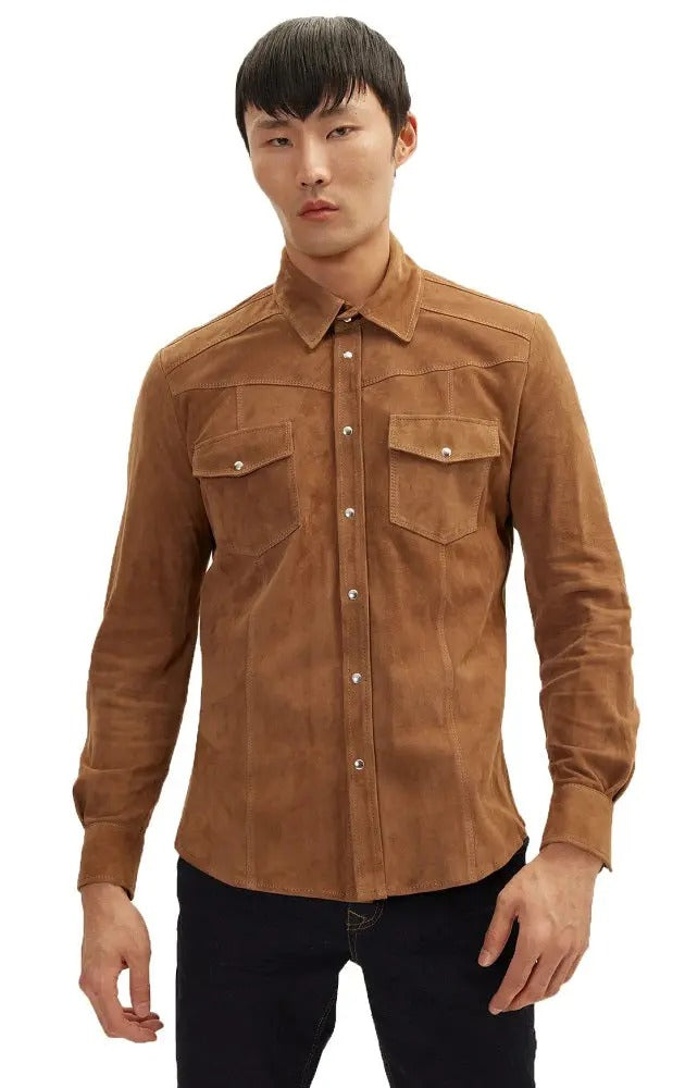 Men Genuine Leather Shirt HL - 02
