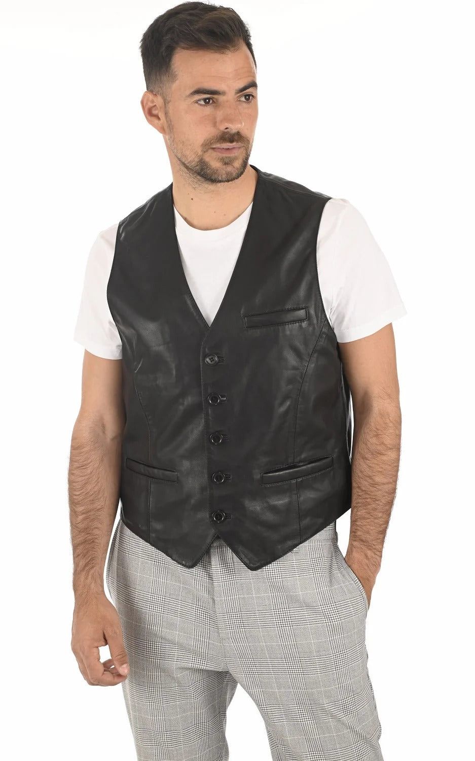Men Genuine Leather Waistcoat HL - 01
