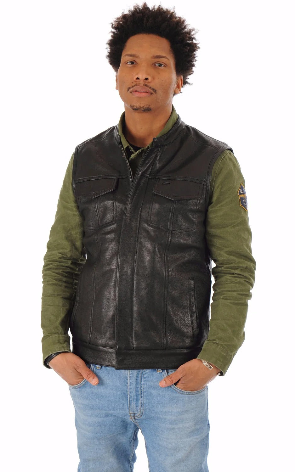 Men Genuine Leather Waistcoat HL - 06