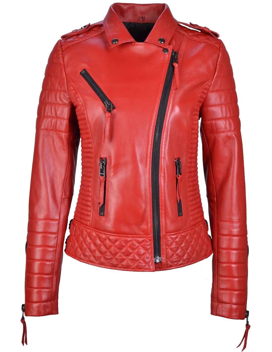 Motorcycle Leather Jacket - Red