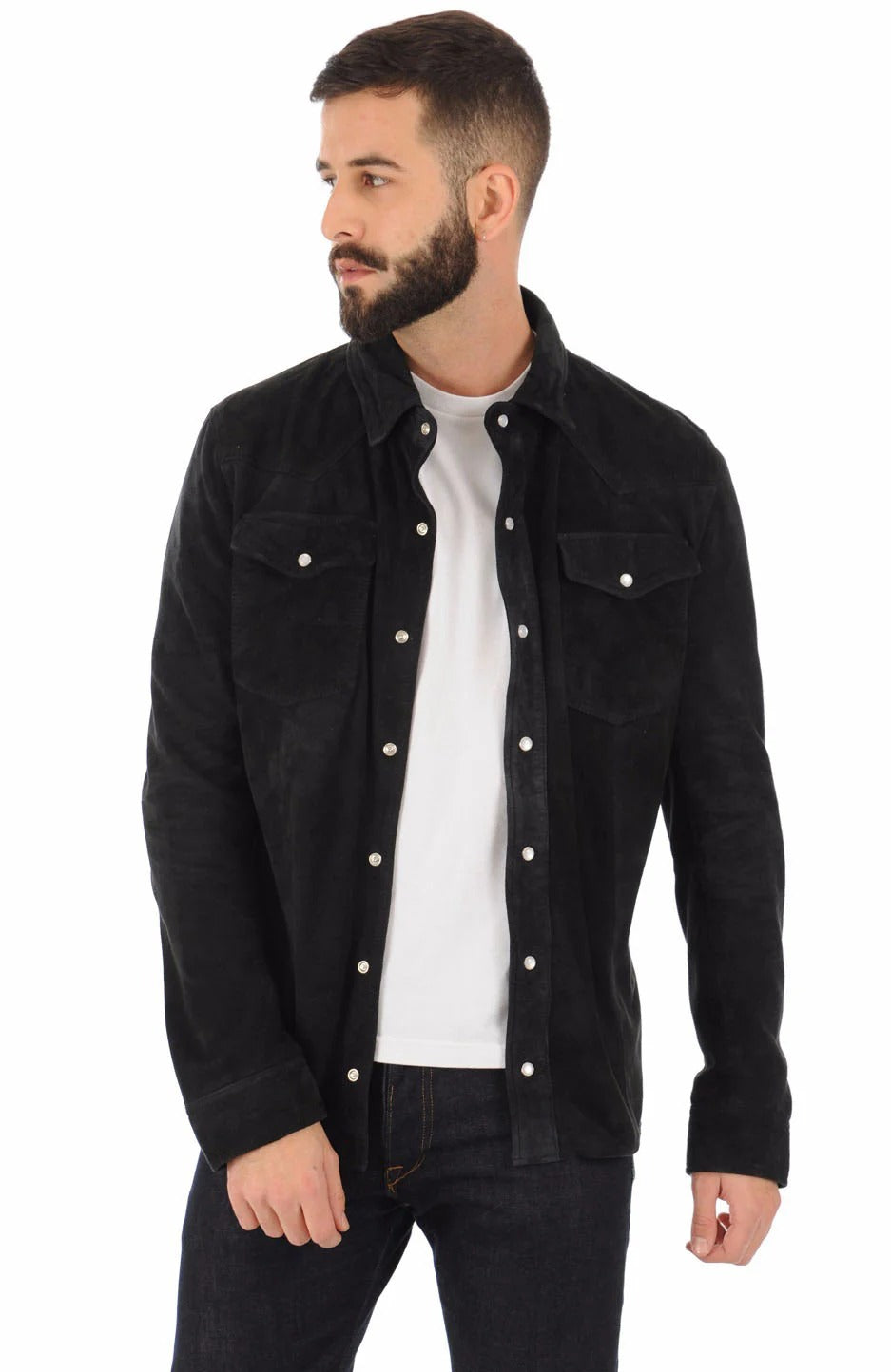 Men Genuine Leather Shirt HL - 13