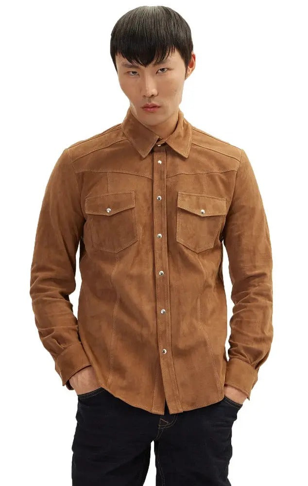 Men Genuine Leather Shirt HL - 02