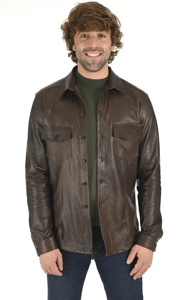 Men Genuine Leather Shirt HL - 05