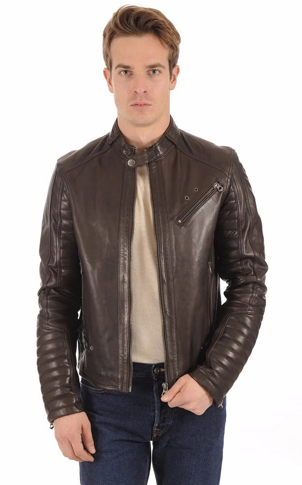 Men Hoodie Leather Jacket - HL 04