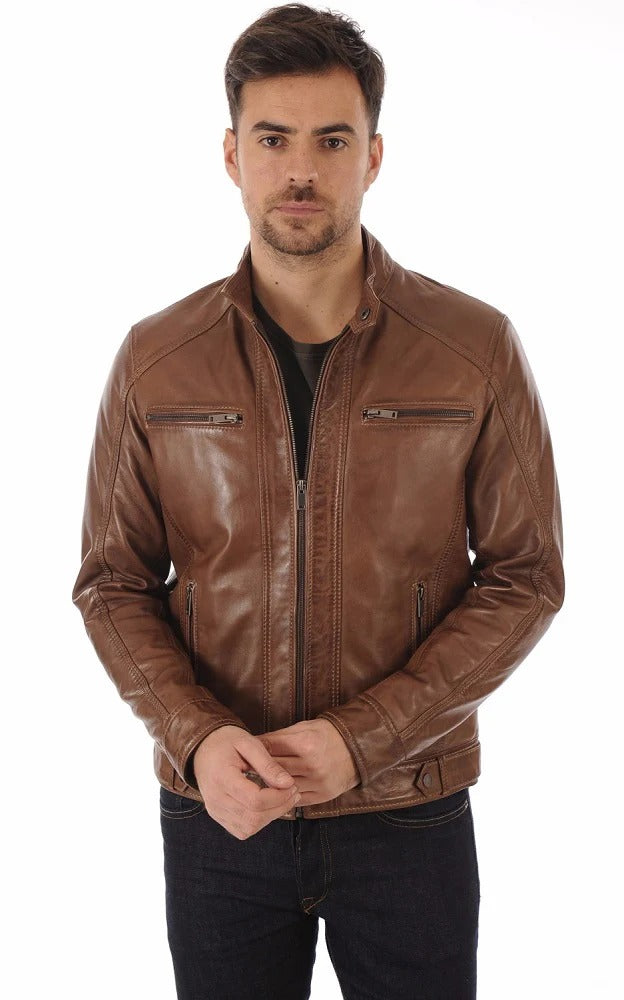 Men Hoodie Leather Jacket - HL 05