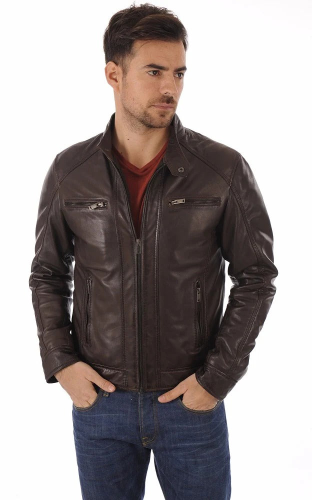 Men Hoodie Leather Jacket - HL 06