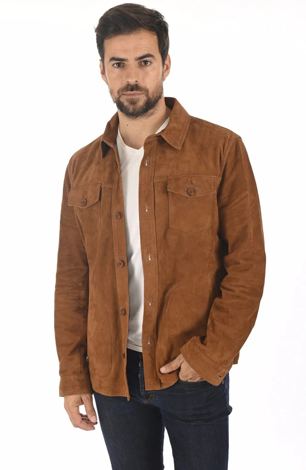 Men Genuine Leather Shirt HL - 14