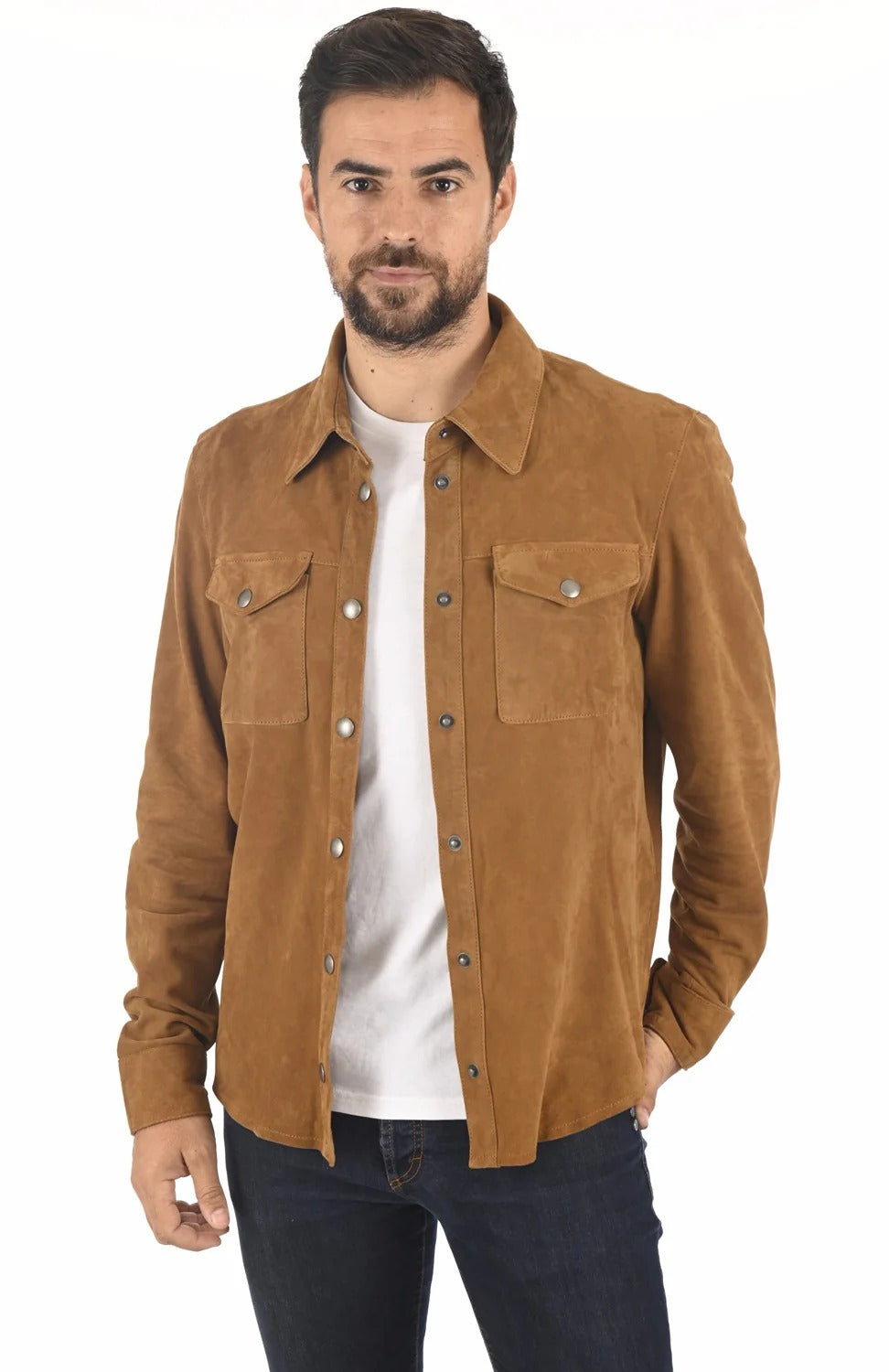 Men Genuine Leather Shirt HL - 15