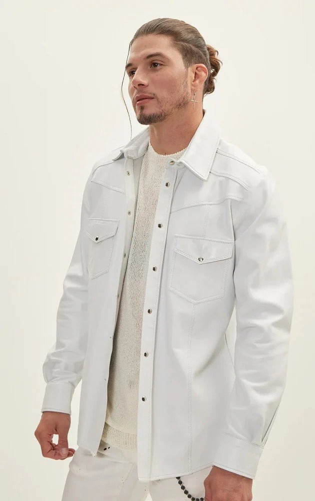 Men Genuine Leather Shirt HL - 12