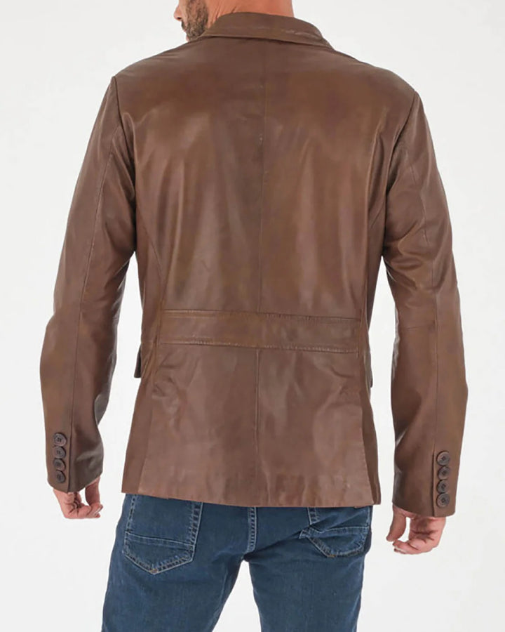 Men Genuine Leather Blazer Sport Coat - HL 53
