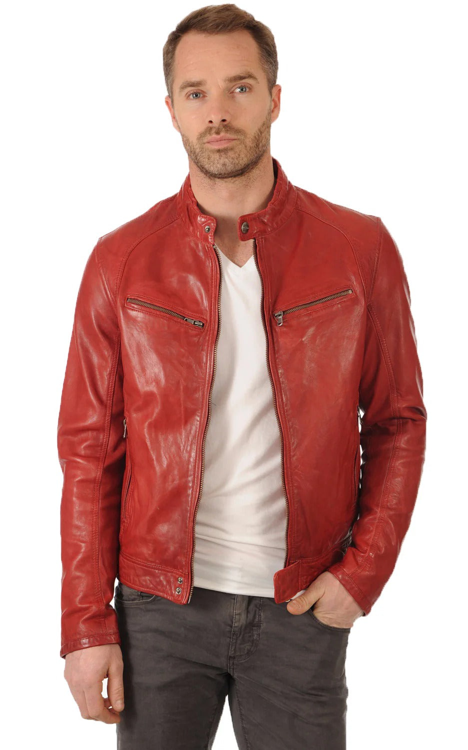 Men Genuine Leather Jacket - HL 06