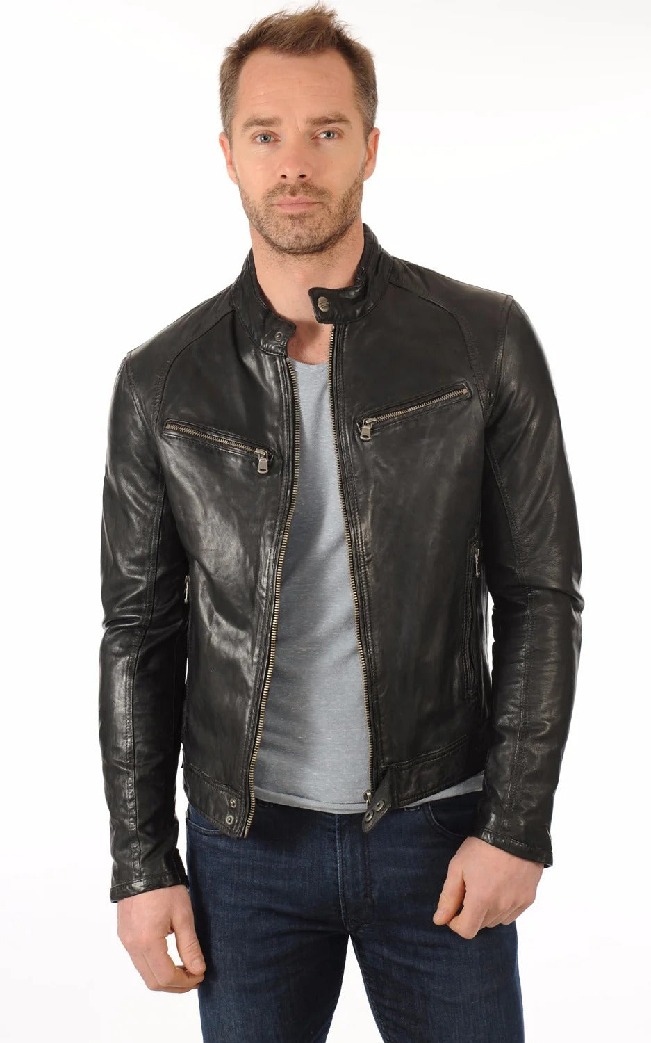 Men Genuine Leather Jacket - HL 07