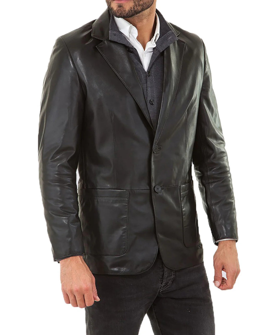 Men Genuine Leather Blazer Sport Coat - HL 52