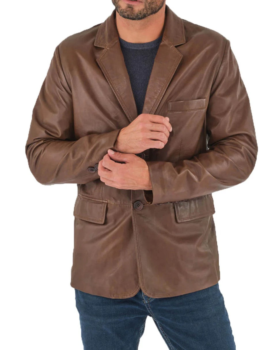 Men Genuine Leather Blazer Sport Coat - HL 53