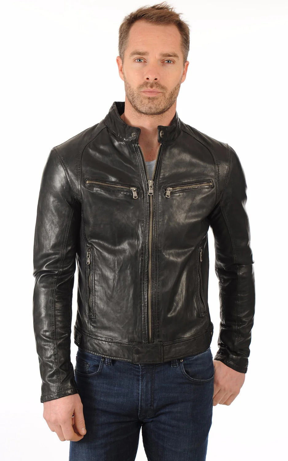 Men Genuine Leather Jacket - HL 07