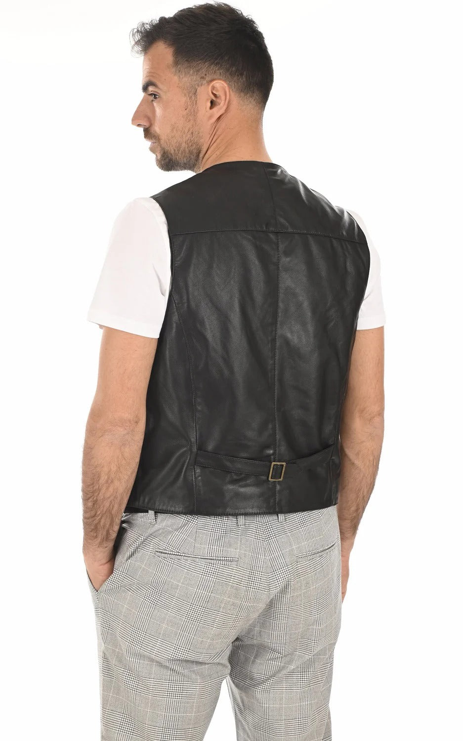 Men Genuine Leather Waistcoat HL - 01