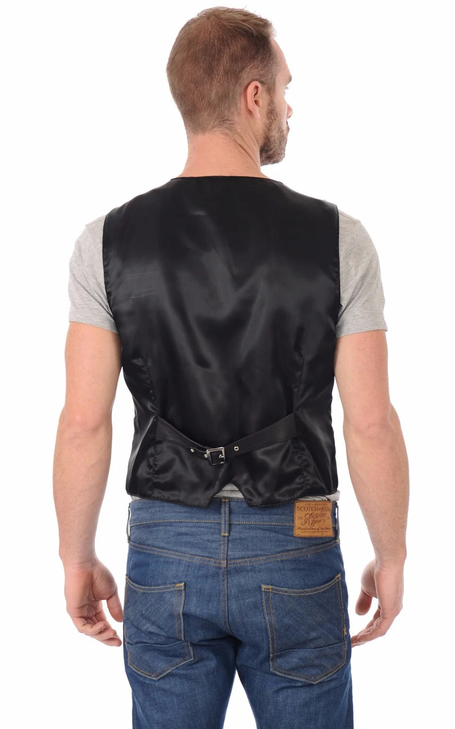 Men Genuine Leather Waistcoat HL - 02