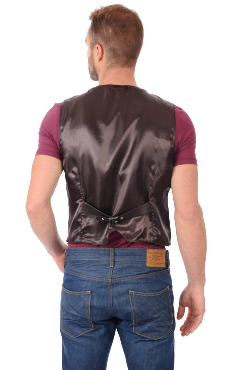 Men Genuine Leather Waistcoat HL - 03