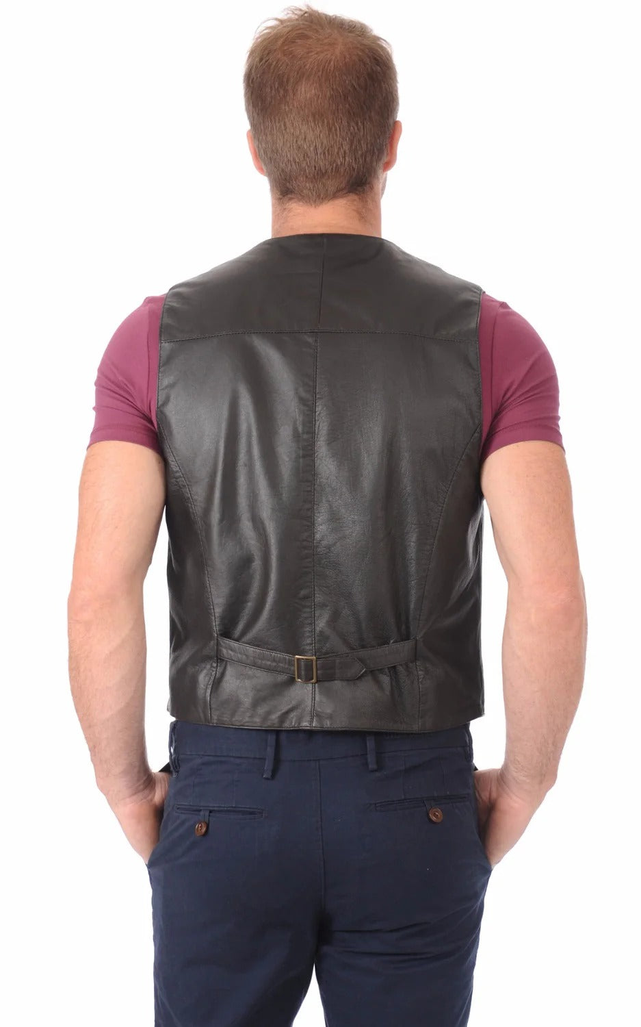 Men Genuine Leather Waistcoat HL - 05
