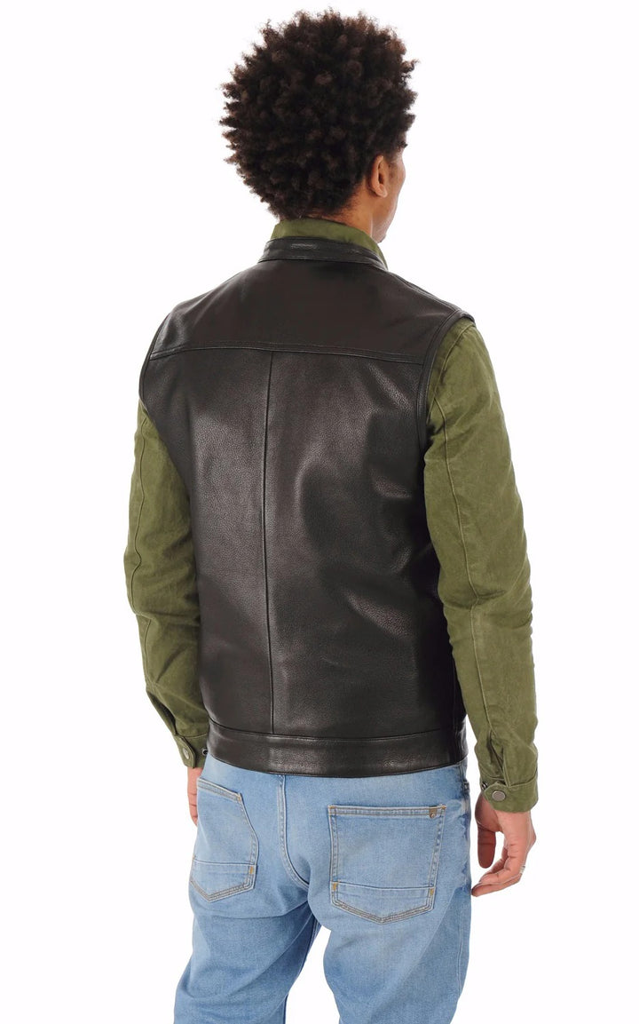 Men Genuine Leather Waistcoat HL - 06