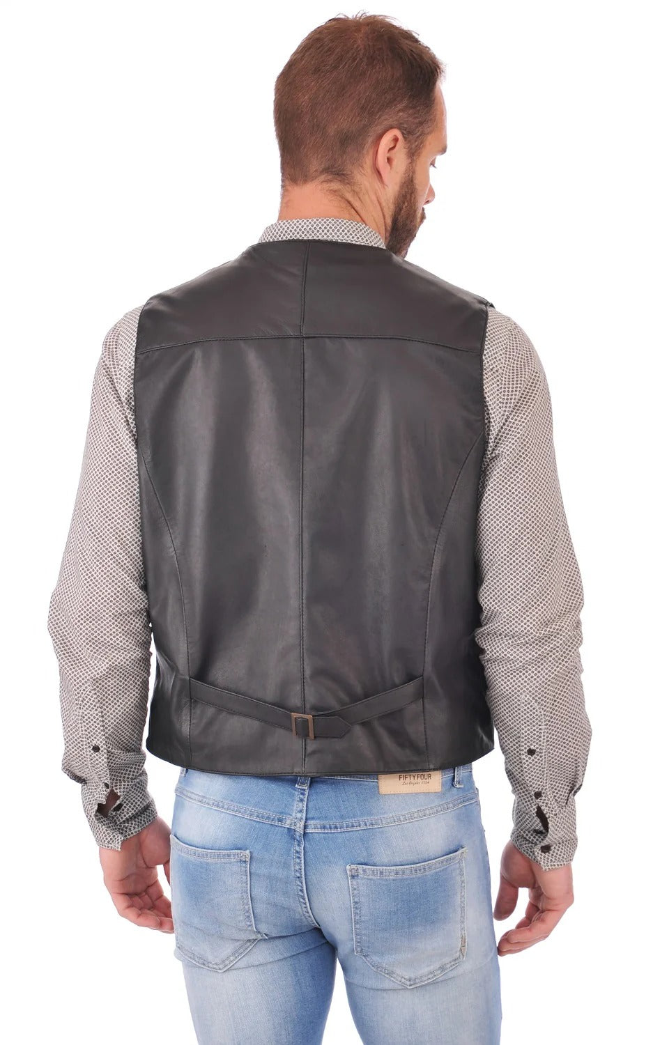 Men Genuine Leather Waistcoat HL - 07