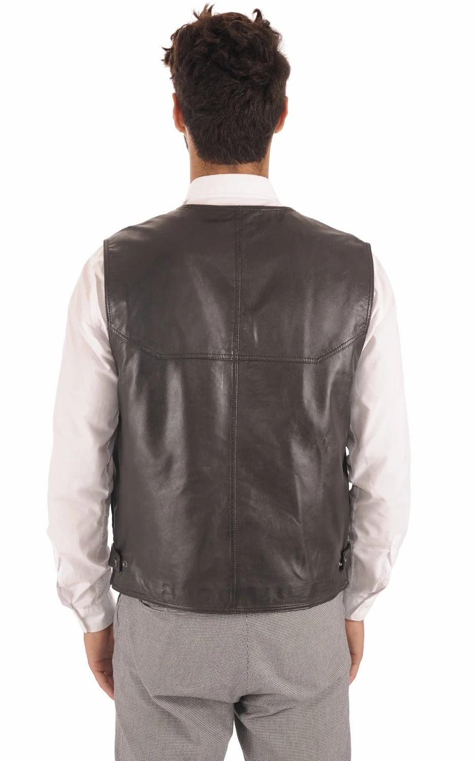Men Genuine Leather Waistcoat HL - 08