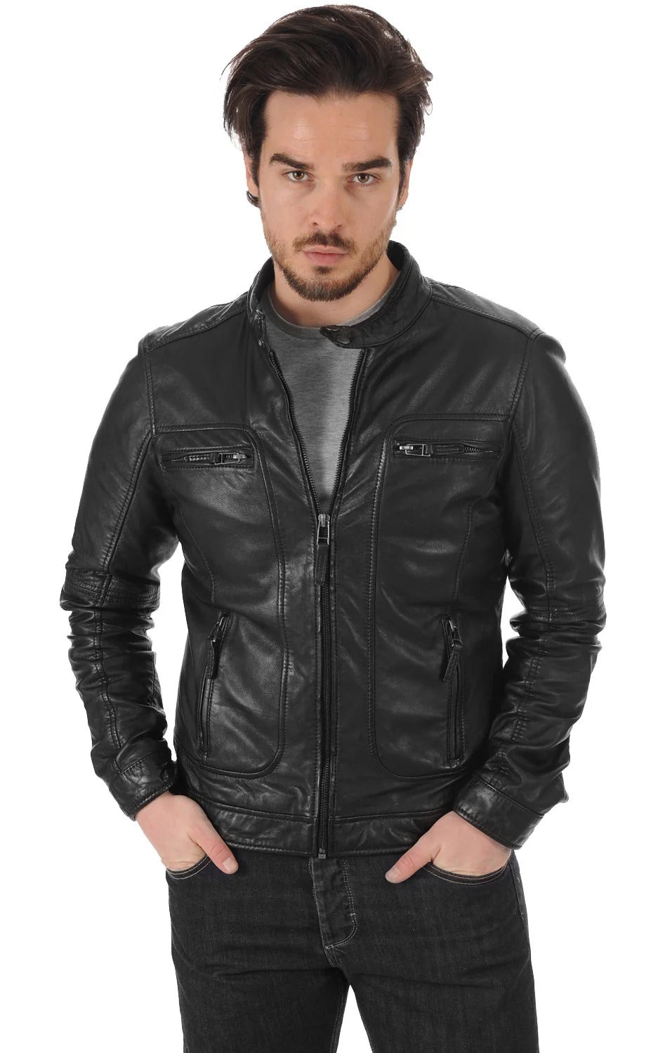 Men Genuine Leather Jacket - HL 03