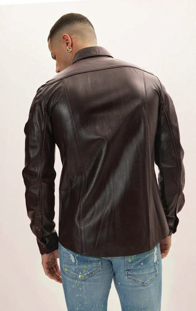 Men Genuine Leather Shirt HL - 07